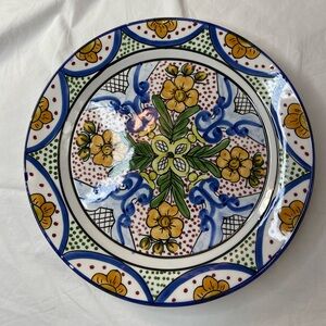 Vintage Floral Ceramic Wall Plate Hand Painted Hnos Martinez SL Spain 12"